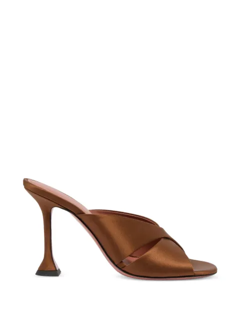 Amina Muaddi Salma satin sandals Brown SALMASLIPPER95