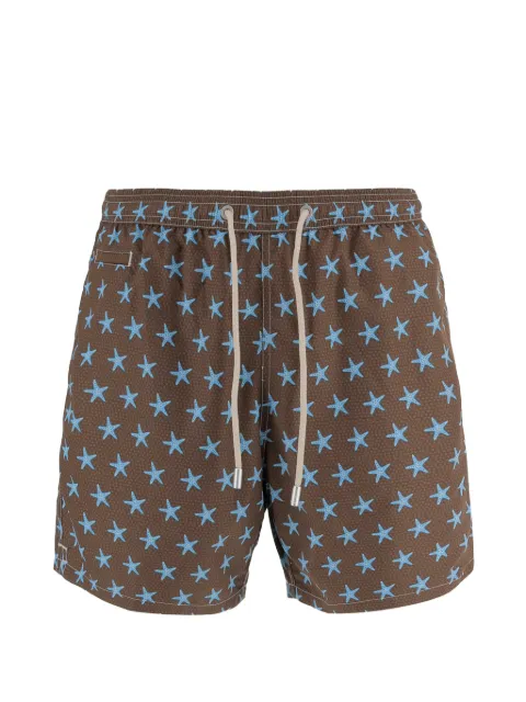 MC2 Saint Barth Lighting star-print swim shorts Brown LIG0003