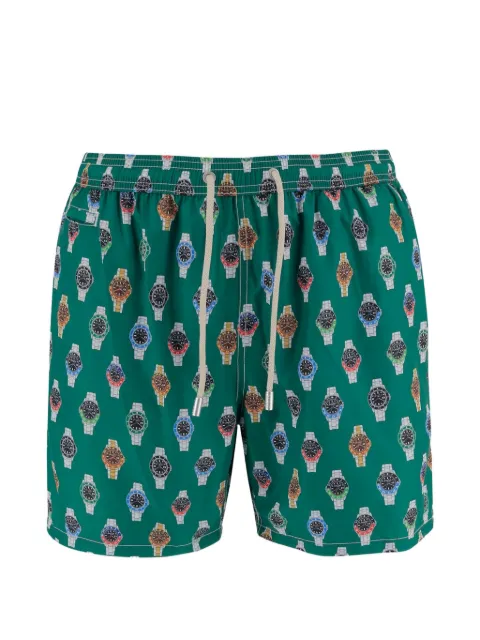 MC2 Saint Barth Lighting watch-print swim shorts Green LIG0003