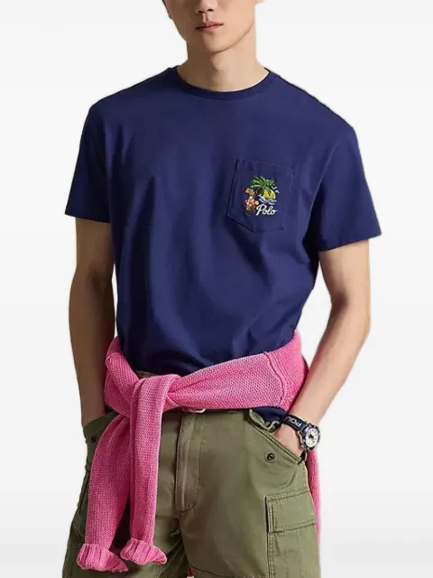Polo Ralph Lauren logo-embroidered pocket T-shirt Blue 710B14586001