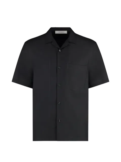 Umit Benan Havana short-sleeve pocket-detail silk shirt Black COSSM223016840999