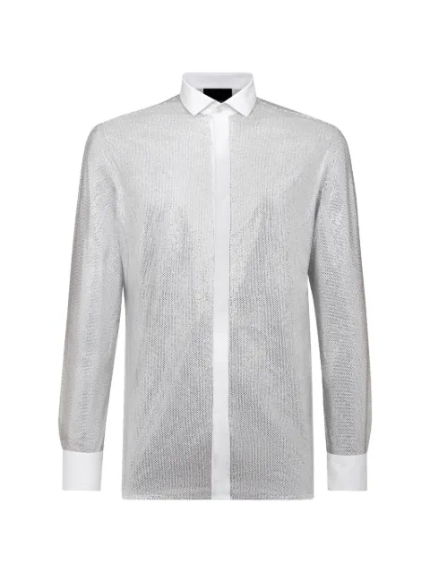 Philipp Plein crystal platinum cut shirt Silver P19CMRP0962PTE012N