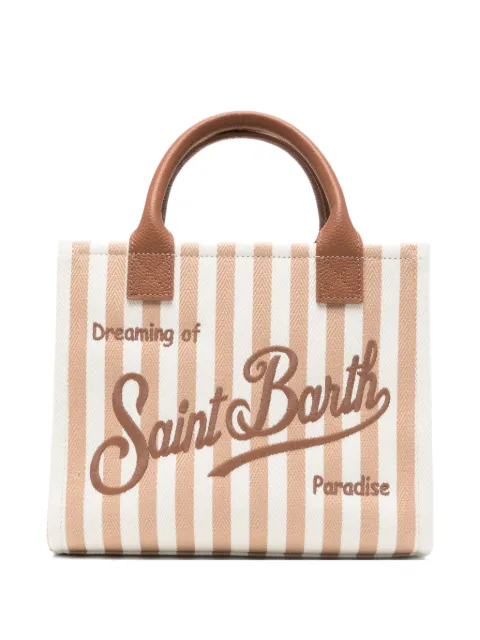 MC2 Saint Barth striped embroidered leather tote bag White VANMD001