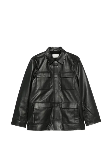 St. Agni flap-pocket leather jacket Black W2624256BLK