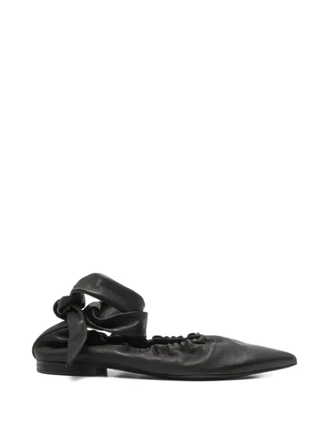 Uma Wang pointed-toe ankle-tie ballet flats Black S6WUS9024