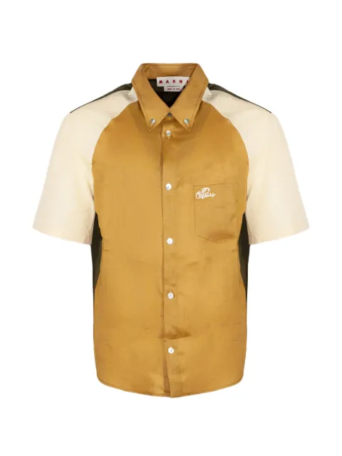 Marni colour-block logo-embroidered shirt Yellow CUMU0370QSUTR0270