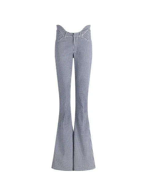 Jean Paul Gaultier curved gingham flared trousers Blue 2602WTR098W0975901