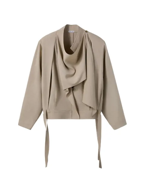 Recto draped scarf-detail jacket Neutrals RW26SWJP001BE