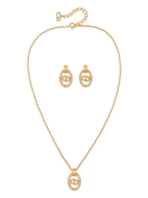 Christian Dior Pre-Owned 1980s Swarovski-crystals clip-on earrings and necklace set Gold NE018632