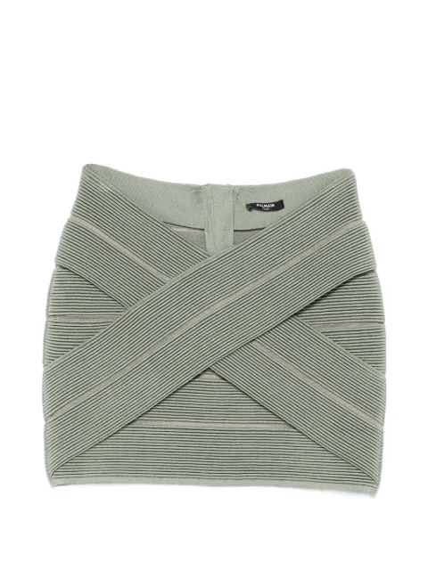 Balmain crossover knitted skirt Green GF0LBB48KJ75
