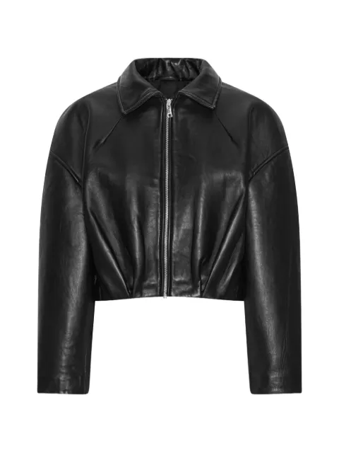 ROTATE BIRGER CHRISTENSEN boxy leather jacket Black 116544100