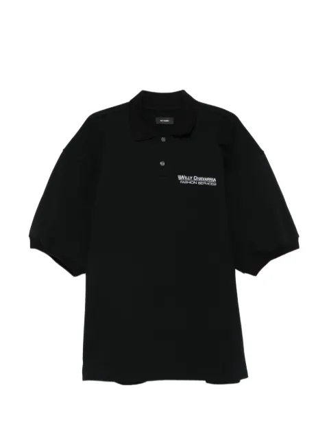 Willy Chavarria Football embroidery polo shirt Black WCKNT0007