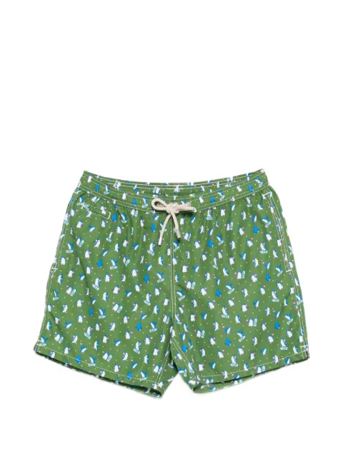 MC2 Saint Barth penguin-print drawstring swim shorts Green LIG0003