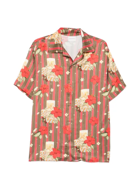Drôle De Monsieur Hibiscus Club striped shirt Pink KSH230VI031