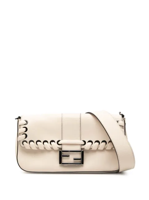 Fendi Pre-Owned 2010-2026 Whipstitch Leather Baguette crossbody bag White 10QKFLX30YP8O2JD