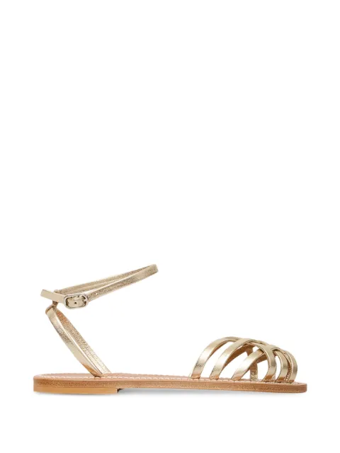 K. Jacques Danaens cage-strap leather flat sandals Gold DANAENSFMETYLCHAMPAN