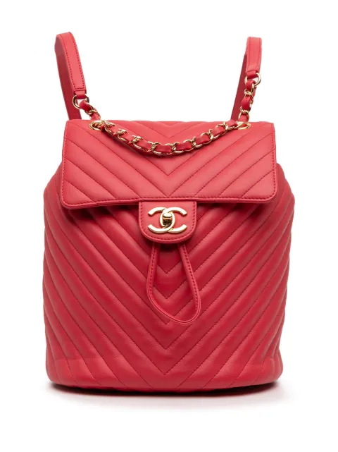 CHANEL Pre-Owned 2018 Small Chevron Calfskin Urban Spirit backpack Red W8XVOPLY87DBYNKJ