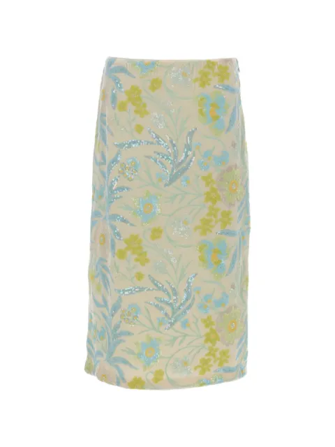 Baum Und Pferdgarten Jolette sequin-embellished floral-pattern midi skirt Neutrals 24818C1421