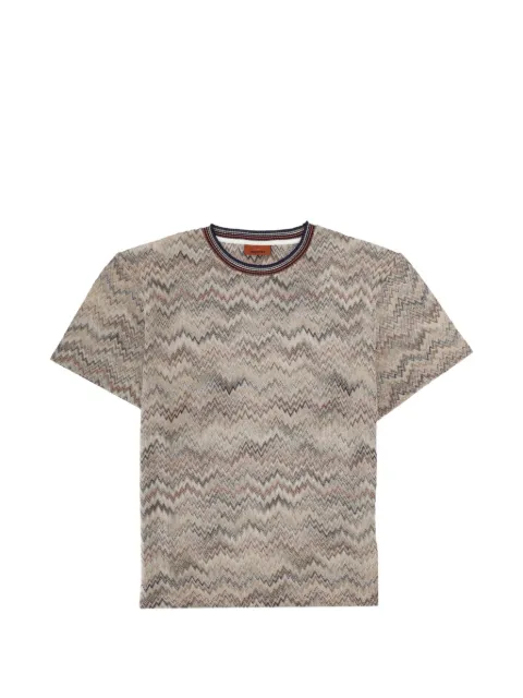 Missoni zigzag-knit T-shirt Neutrals US26SL06BR014N