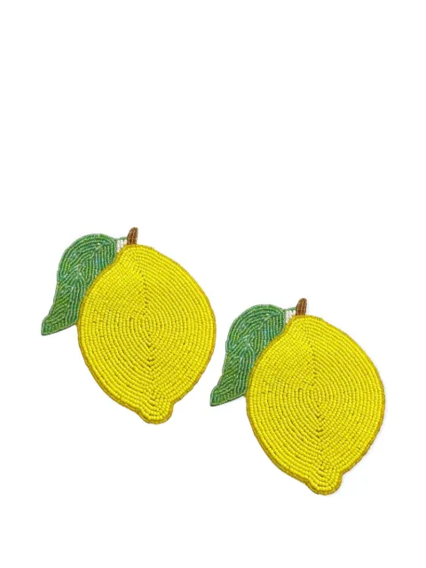 Les-Ottomans beaded lemon coaster (set of two) Yellow BEC11