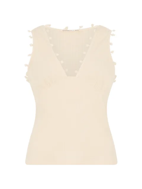 Kristina Ti pom-pom trim ribbed tank top Neutrals KTO0306TJ0042