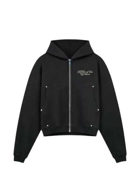 ROUGH. embellished zip-up hoodie Black SS26RGH041