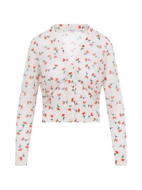 Jil Sander floral collared knitwear White J03HP0024J15480