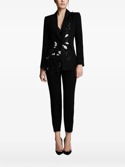 IMROSKA SKA 7 feather-detail embellished blazer Black IMROSKAFEATHERBLAZERSKA7