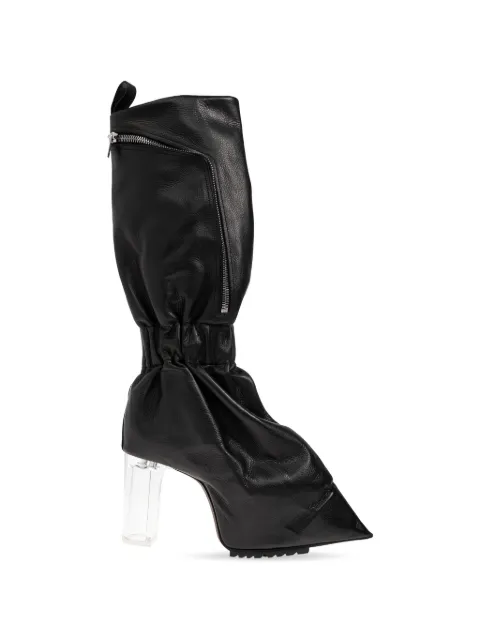 Rick Owens Taquito zipper gathered leather boots Black RO01F6845LCN0