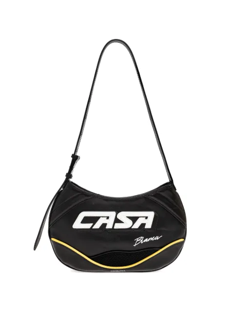 Casablanca logo-lettering leather shoulder bag Black ASS26BAG17901