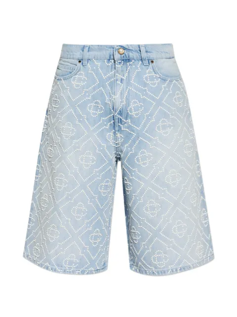 Casablanca pearl-monogram denim shorts Blue MSS26TR42502