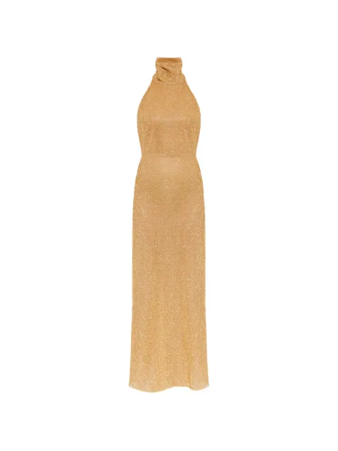 Oséree roll-neck ring-detail maxi dress Gold RNS261LUREX