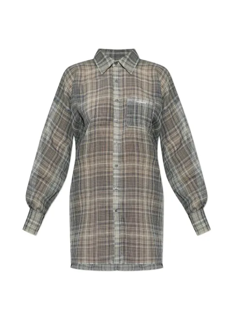 Coperni plaid drawstring-waist shirt Grey COPCH94F2065