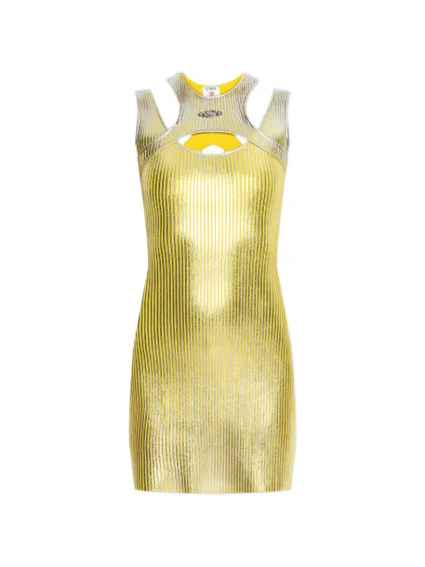 Casablanca cut-out foil-printed mini dress Yellow WSS26KW126901
