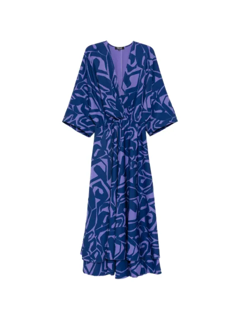 BLAKLACE geometric print V-neck dress Purple BLKAN00078