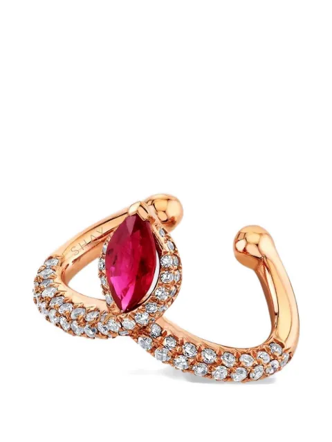 SHAY ruby diamond chevron ear cuff Pink SE387SRGRUBYDIA