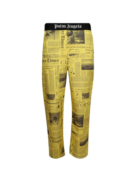 Palm Angels X LA Times newspaper-print trousers Yellow PMCA111F25FAB0011810