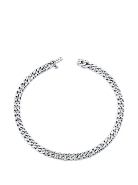 SHAY diamond mini flat link chain bracelet Silver SMB11WGDIA