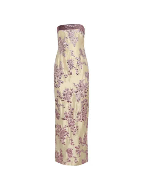 Dima Ayad floral-appliqué strapless dress Neutrals DA26RES50