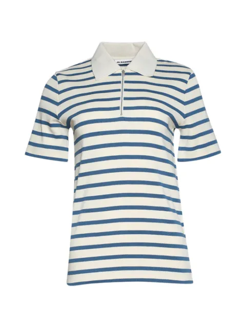 Jil Sander striped-pattern zip-collar polo shirt Neutrals J40GL0102J46497