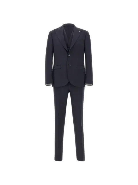 Manuel Ritz peaked-lapel three-piece suit Blue 4030AW332826000289