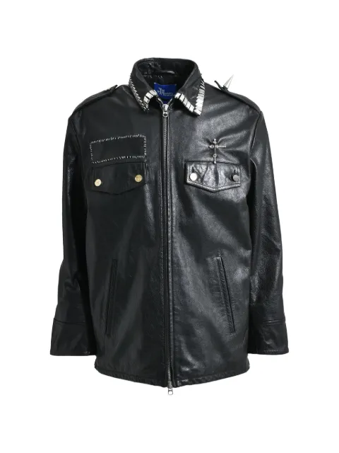 MARKING DISTANCE zip leather jacket Black MD5SMJ02APPE244999