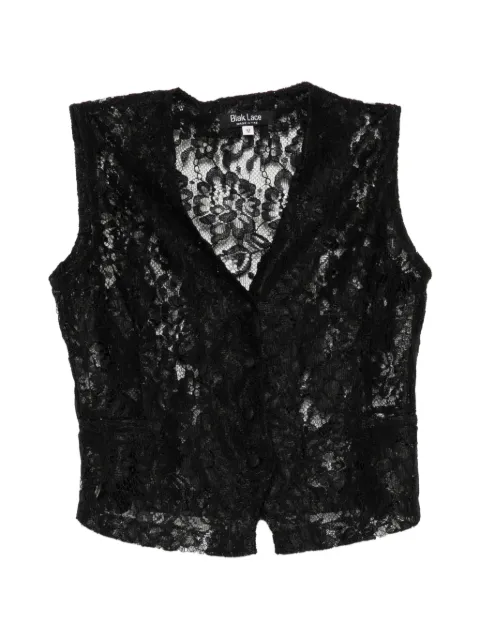 BLAKLACE lace V-neck top Black BLKAN00095