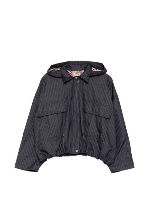 BLAKLACE pinstripe hooded jacket Blue BLKAN00065