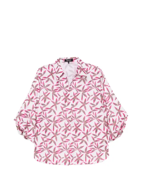 BLAKLACE puffed-sleeve printed blouse White BLKAN00088