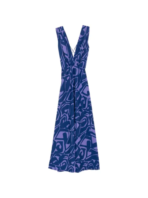 BLAKLACE V-neck printed dress Blue BLKAN00081