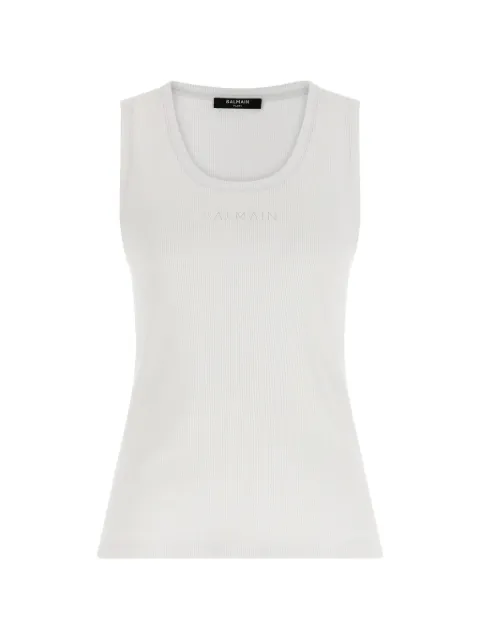 Balmain ribbed embroidery tank top White GF0EB075BD10