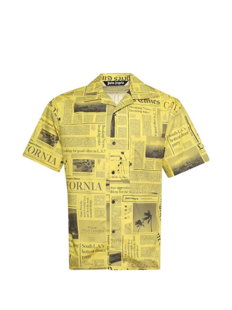Palm Angels x LA Times newspaper short-sleeve shirt Yellow PMGG00DF25FAB0061810