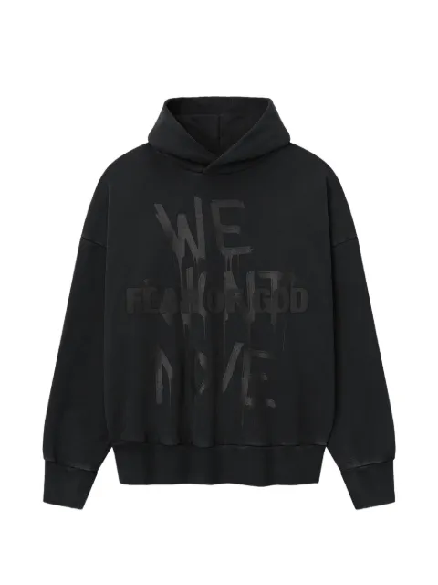 Fear Of God logo-lettering hoodie Black FGATL26054BHF