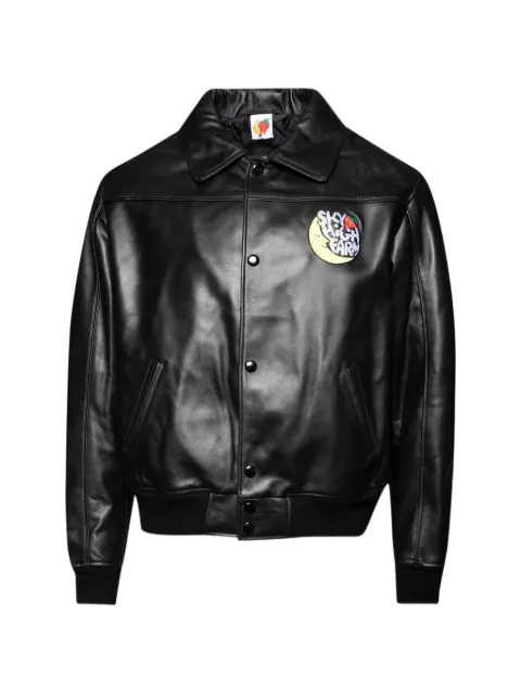 Sky High Farm logo appliqué leather jacket Black SHF08J002